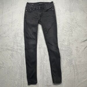 Vigoss Studio Skinny Jeans Women 25 Black Faded Low Rise Stretch Denim